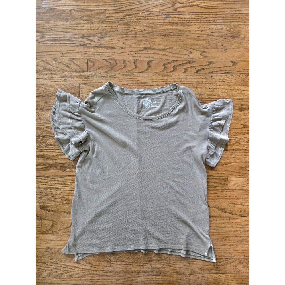 Anthropologie Pilcro Heritage Femme Ruffle Sleeve Tee Oversized Size XS